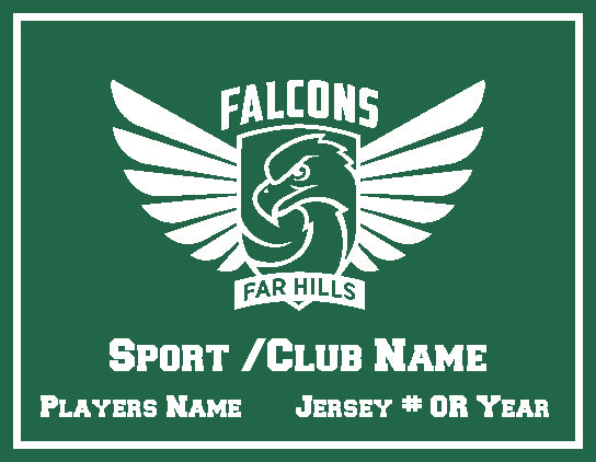 Far Hills Country Day School Athletic Any Sport /Club customized with Sport or Club Name, Players name, Jeresy # or Year 60 x 50