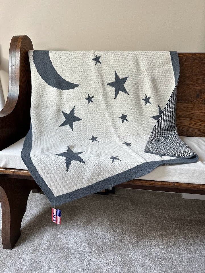 BABY Moon & Stars Full Jacquard (Tweed Back) Natural / Grey Stroller 30 x 40