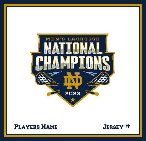 Notre Dame Men's Lacrosse 2023 National Champions Natural BASE Customized with your Name & #  50 x 60