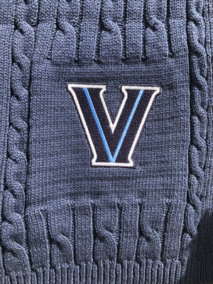 Villanova CABLES Embroidered "V" Blanket