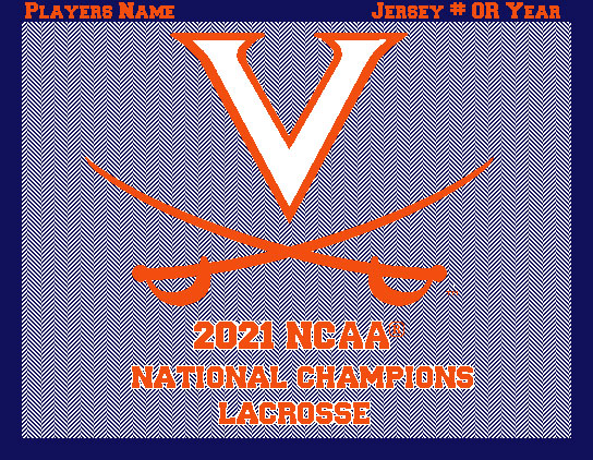 UVA Lacrosse 2021 NCAA Herringbone National Champions Lacrosse  Customized with Name & # OR Name & Year