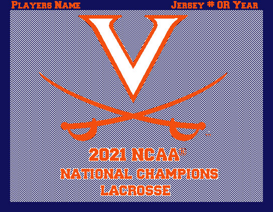 UVA Lacrosse 2021 NCAA Herringbone National Champions Lacrosse Customized with Name & # OR Name & Year