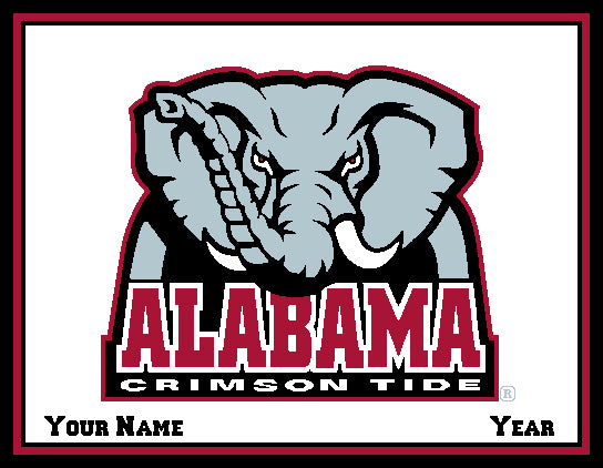 Alabama CUSTOMIZED Crimson Tide Blanket Natural 60 x 50