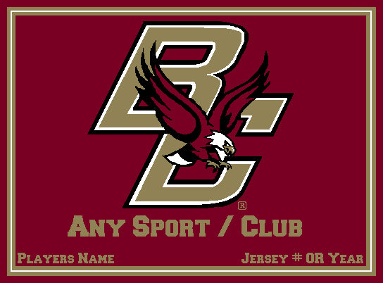 Boston College Any Sport/Club Burgundy Base Customized with your Sport, Name, # OR Year 60 x 50