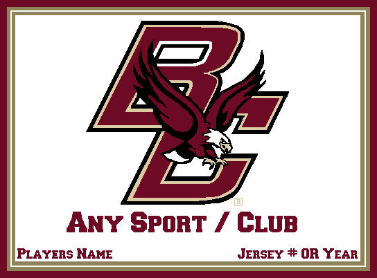 Boston College Any Sport/Club Natural Base Customized with your Sport, Name, # OR Year 60 x 50