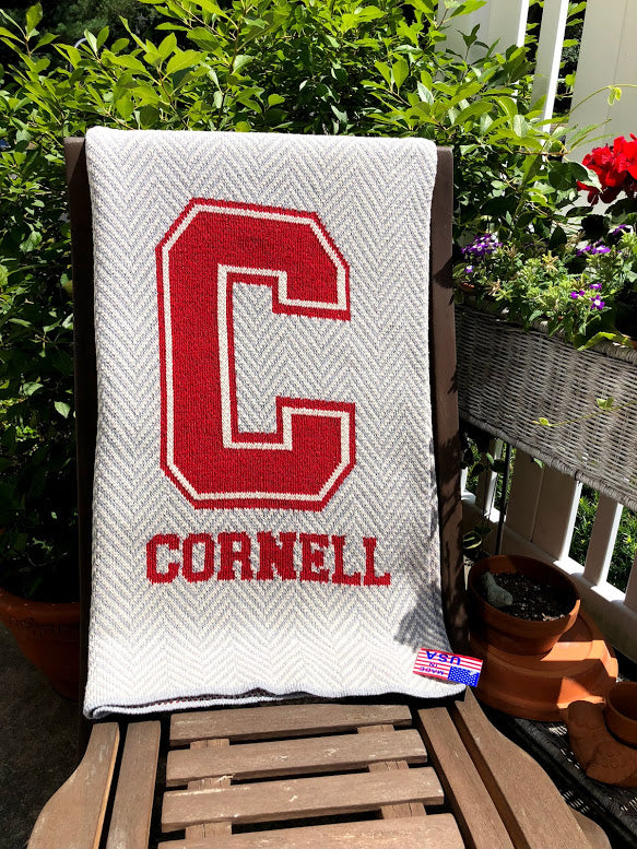 Cornell Ash & Natural Herringbone with "C" CORNELL 60 x 50