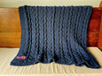 Chunky Cable Blanket Denim - Recycled  Cotton