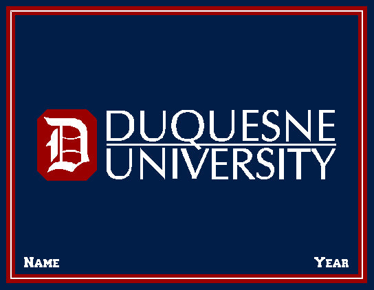 Custom Duquesne University  NAVY  Name and Year 60 x 50