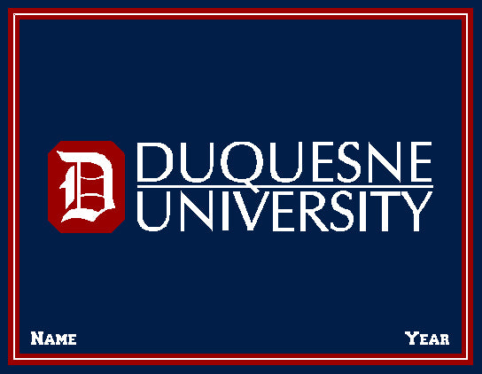 Custom Duquesne University NAVY Name and Year 60 x 50