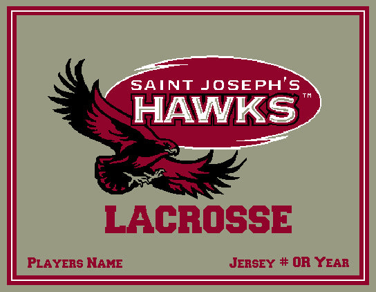SJU Flying  Hawk Grey Men's Lacrosse with Name and Number OR Year 60 x 50