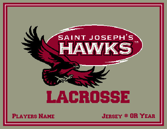SJU Flying Hawk Grey Men's Lacrosse with Name and Number OR Year 60 x 50
