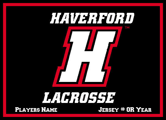 Haverford Black Base "H" Lacrosse Customized with Name and Number 60 x 50