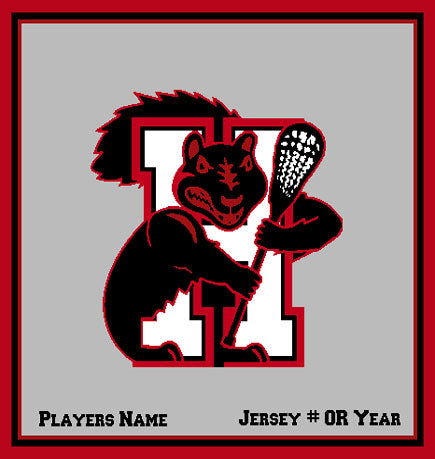 Haverford Grey Base Squirrel Lacrosse Customized with Name and Number 60 x 50