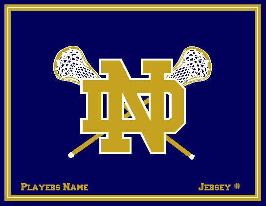 Notre Dame Men's Lacrosse Sticks Customized with your Name & Number 60 x 50