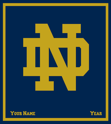 Notre Dame Navy Base  GOLD ND Blanket Customized with your Name and Year 50 x 60