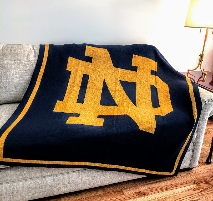 Notre Dame Navy Base  GOLD ND Blanket 50 x 60