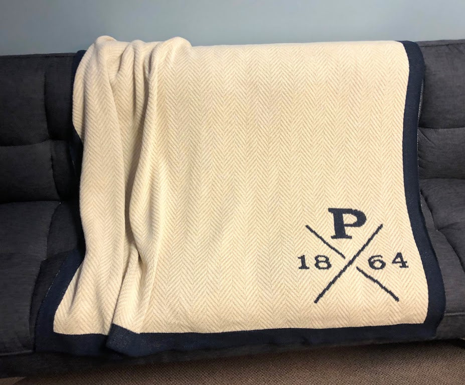 NEW Flax /Natural Navy Bordered PEDDIE 1864 Herringbone 60 x 50