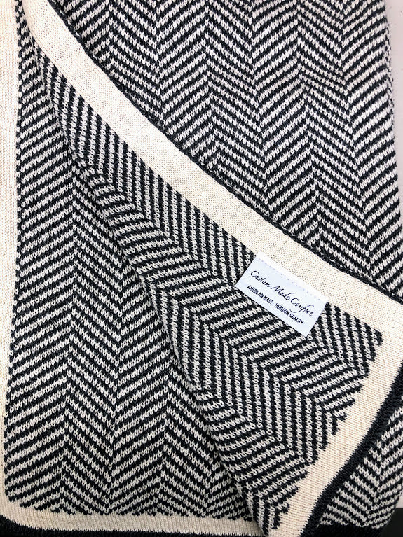 Double-Sided Super Soft SMOKE & Natural Herringbone