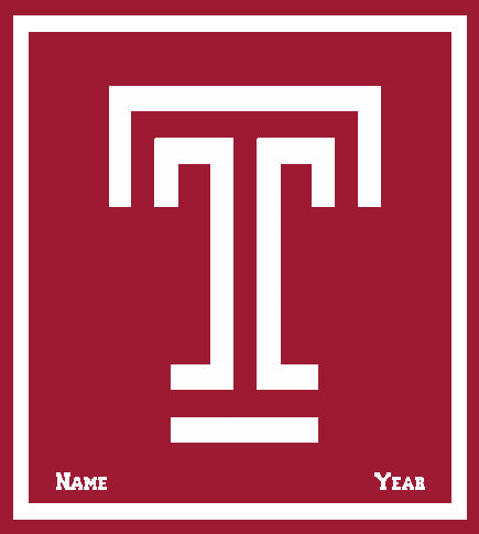 Custom Temple Burgundy Signature "T" Logo Burgundy with Name and Year 50 x 60