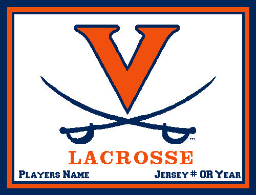 UVA Lacrosse Custom Natural Base Name & Number OR Year 60 x 50