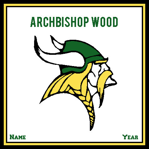 Archbishop Wood Athletic Logo Natural Base Customized with your Name and Year