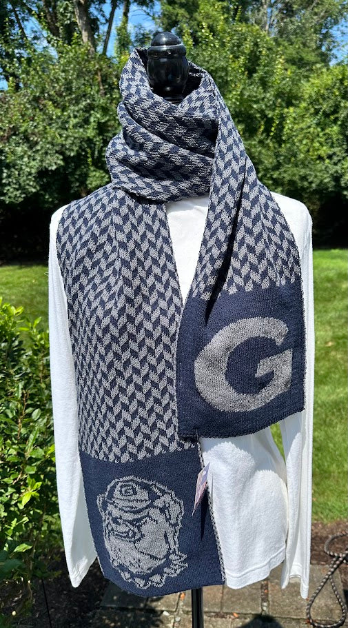 Georgetown G Bulldog  Lacrosse Colors Chevron Scarf 9 x 60