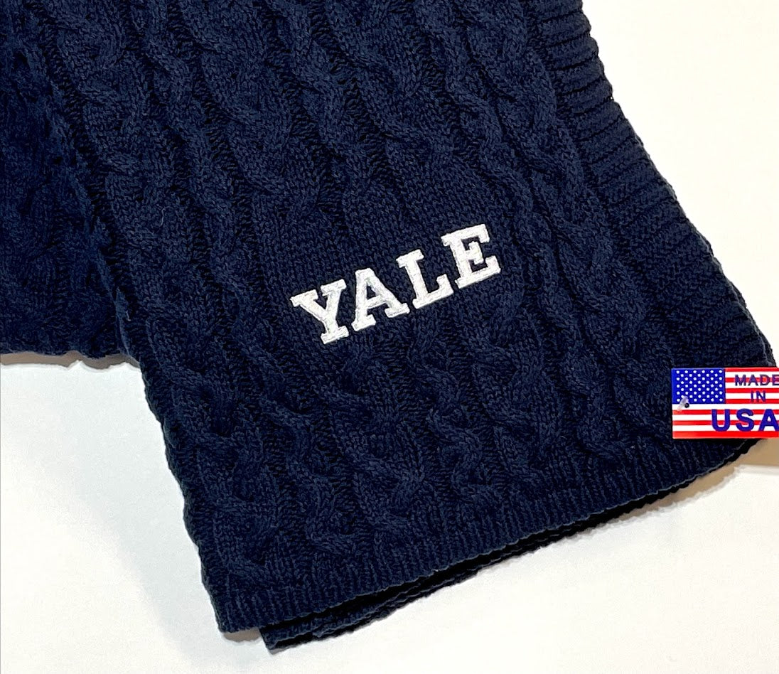 Yale Collection NAVY Chunky Cable embroidered