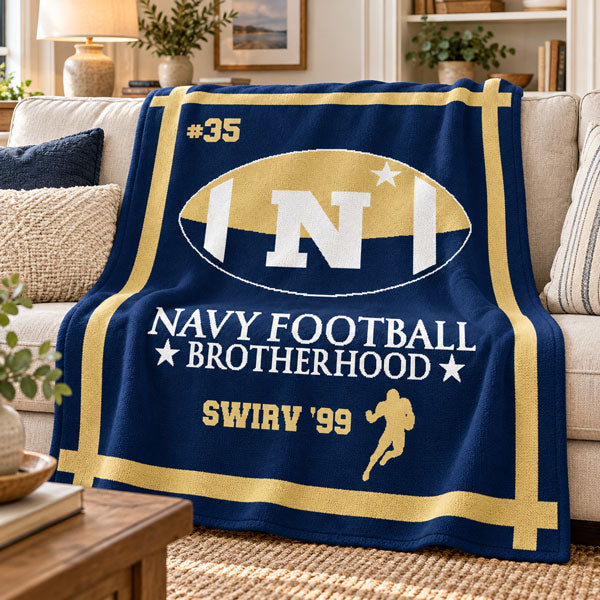 Navy Football Brotherhood Player Legacy Blanket