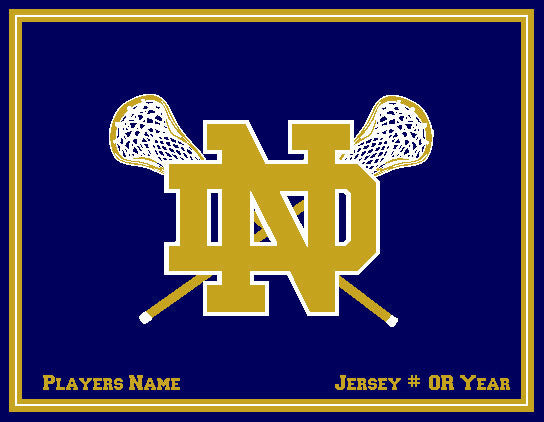 Notre Dame Men's Lacrosse Sticks Customized with your Name & Number OR Year 60 x 50