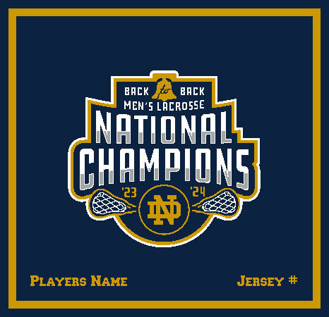 Customized Notre Dame Men's Lacrosse Back to Back National Champions Navy BASE 50 x 60