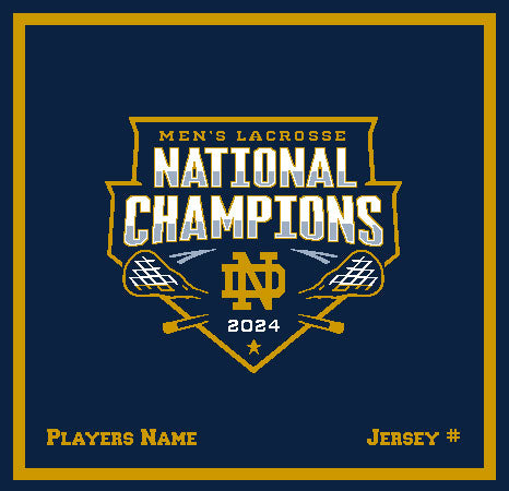 Customized Notre Dame Men's Lacrosse  2024 National Champions Navy BASE 50 x 60