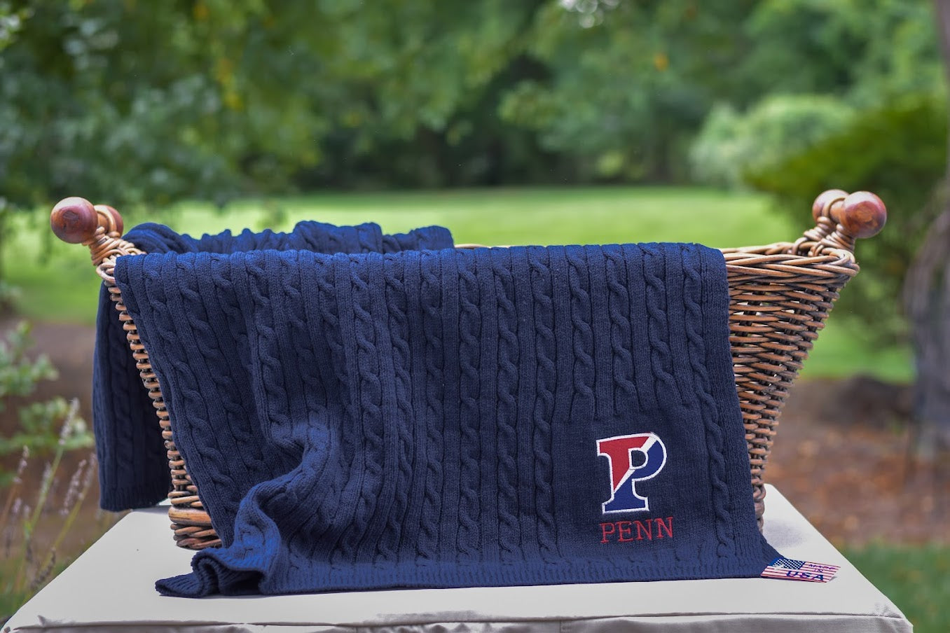 Penn Natural Cable 4" Embroidered Split P PENN Blanket
