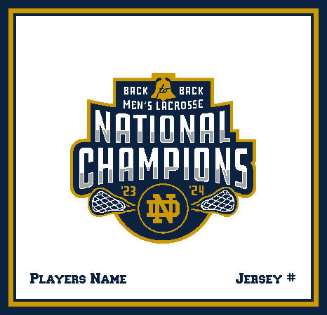 Customized Notre Dame Men's Lacrosse Back to Back National Champions Natural BASE 50 x 60