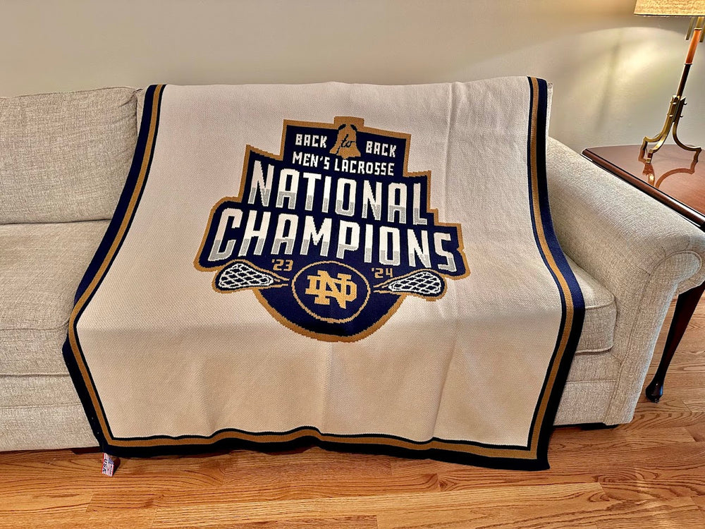 Notre Dame Men's Lacrosse Back to Back National Champions Natural BASE 50 x 60
