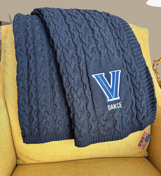Villanova CABLE Embroidered "V" DANCE Blanket