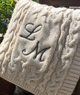 Chunky Cable Blanket with Embroidered Monogram