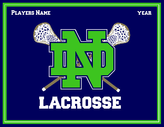 Notre Dame Men's KELLY  Lacrosse Navy & Kelly Name & Year 60 x 50
