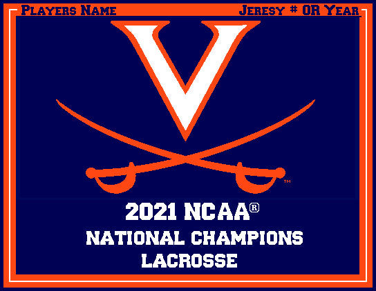 UVA Lacrosse NCAA 2021 National Champions Lacrosse Customized with Name, # OR year