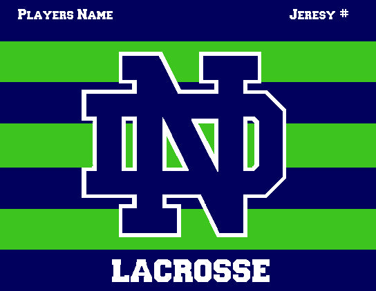 Notre Dame Men's Striped Lacrosse Navy & Kelly Customized with your Name & Number 60 x 50
