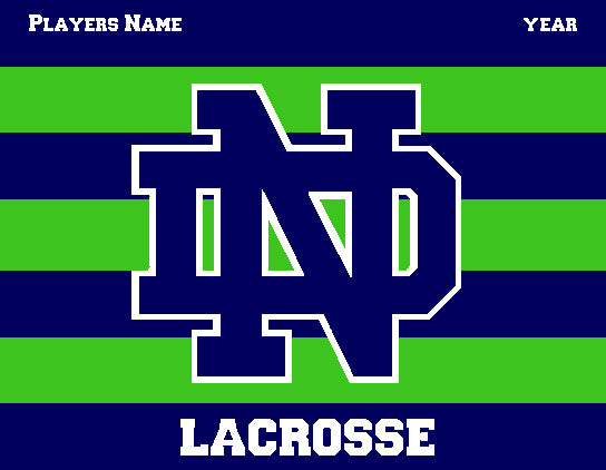 Notre Dame Men's Striped Lacrosse Navy & Kelly Customized Name & Year 60 x 50