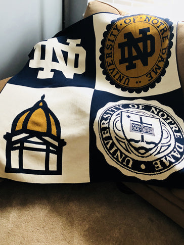 New Dame Academic Multi Logo Blanket  50 x 60