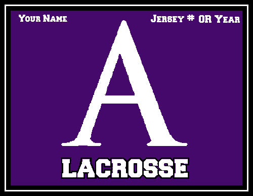 Amherst "A" Lacrosse Customized with your Name, #, OR YearName & # OR Year