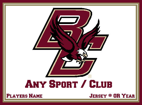 Boston College Any Sport/Club Natural Base Customized with your Sport, Name, # OR Year  60 x 50