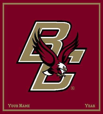 Boston College Eagle Blanket Burgundy Customized with your Name and Year 50 x 60