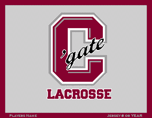 Colgate C'gate  Herringbone Lacrosse Customized with Name & Year OR Jersey # 60 x 50