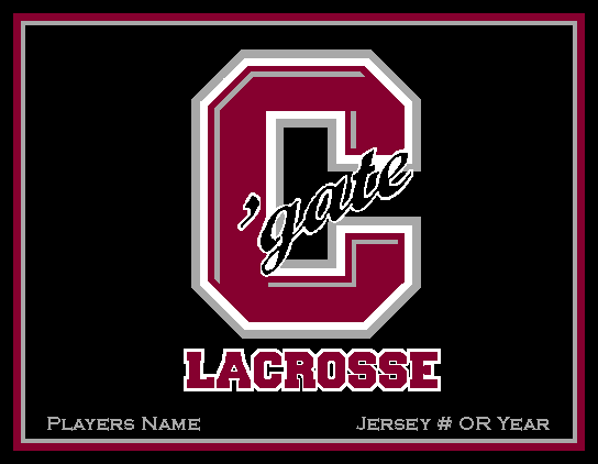Colgate C'gate Lacrosse Customized with Name & Year OR Jersey # 60 x 50