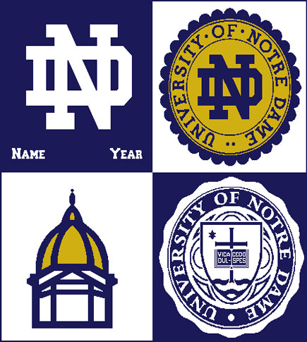 Notre Dame Academic Multi Logo Blanket Customized with your Name and Year 50 x 60