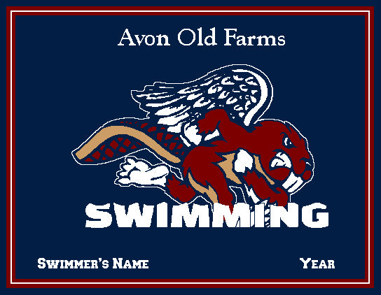 Avon Old Farms Custom SWIMMING Name & Number OR Year  60 x 50