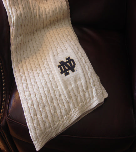 Notre Dame Natural 6 Needle Cable Blanket 50 x 60