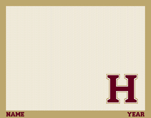 Haverford School Flax Herringbone H Customized with Name and Year 60 x 50
